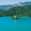 Beautiful water with church in Bled