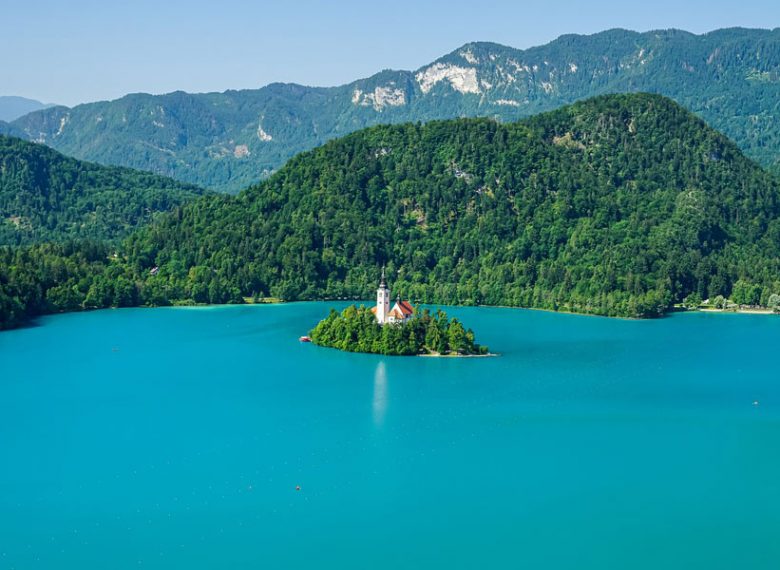 Beautiful water with church in Bled