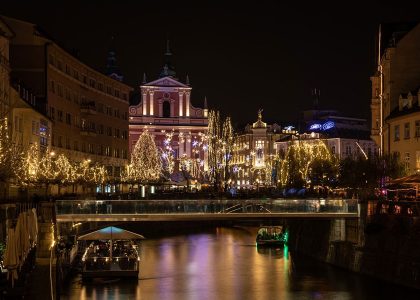 From airport Ljubljana to triple bridge