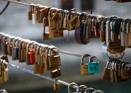 bridge with lockers in Ljubljana